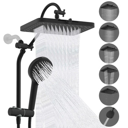 Aqua Lume Upgraded 13'' Shower Head Combo, High Pressure 5 Spray Rainfall Showerhead with 10 Spray Modes Handheld, All Metal 3-way Diverter Shower Arm, 71'' Hose and Holder